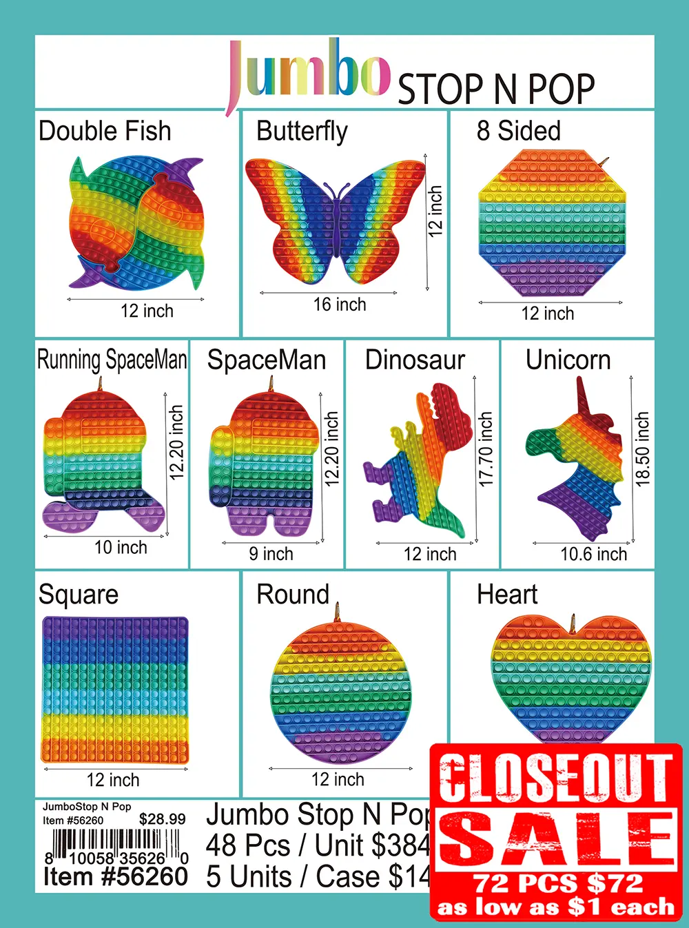 Jumbo Stop N Pop - Closeout 72 Pcs.